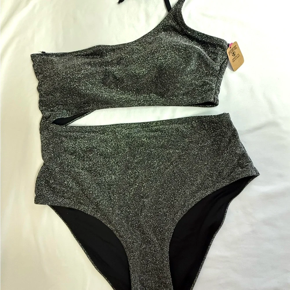 PINK Victoria's Secret Shimmer One-Shoulder Monokini style One-Piece - Picture 1 of 7